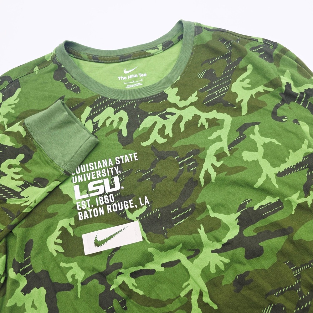 Nike LSU Tigers Mens Large Green Camo Long Sleeve T-Shirt Louisiana State Univ